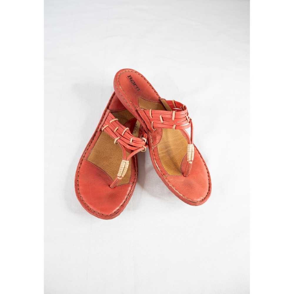 Born Iscar Thong Sandals Women 11 Red Desert‎ Good Strappy Leather Flat W91583